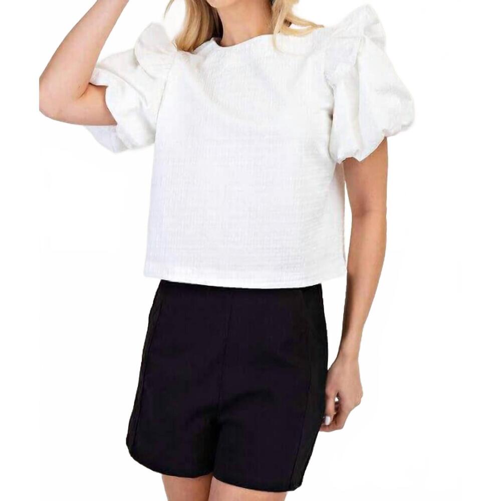 NEW GLAM holly textured top in white